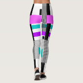 Geometrisch patroon in gestreepte en neon kleuren leggings (Achterkant)