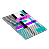 Geometrisch patroon in gestreepte en neon kleuren notitieboek (Rechterzijde)