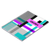 Geometrisch patroon in gestreepte en neon kleuren notitieboek (Linkerzijde)