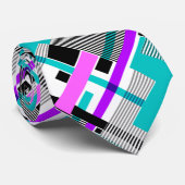 Geometrisch patroon in gestreepte en neon kleuren stropdas (Opgerold)