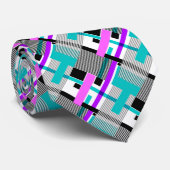 Geometrisch patroon in gestreepte en neon kleuren stropdas (Opgerold)