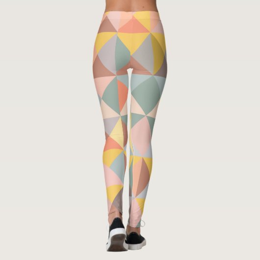 Geometrisch patroon in Herfst- en uraniumtoononen Leggings (Achterkant)