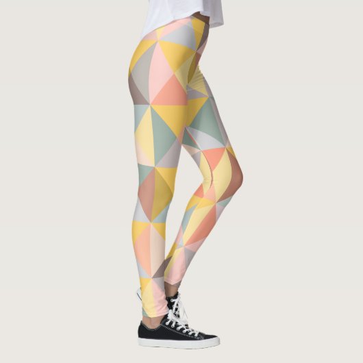 Geometrisch patroon in Herfst- en uraniumtoononen Leggings (Rechts)
