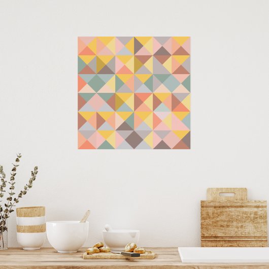 Geometrisch patroon in Herfst- en uraniumtoononen Poster (Keuken)