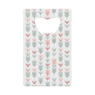 Geometrisch patroon in retrostijl creditkaart flessenopener