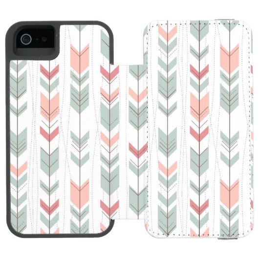 Geometrisch patroon in retrostijl incipio iPhone portemonnee hoesje (Agenda Open)