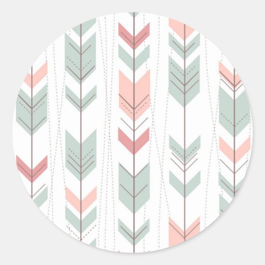 Geometrisch patroon in retrostijl ronde sticker (Voorkant)