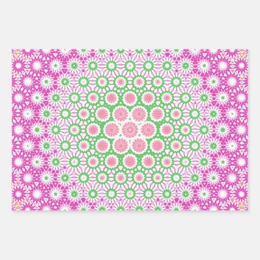 Geometrisch patroon in roze en groen inpakpapier vel (Voorkant)