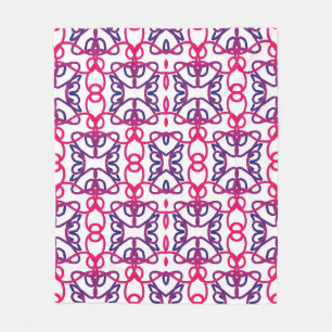 Geometrisch patroon in roze, wit, blauw en Paarse. Fleece Deken