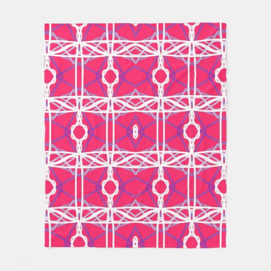 Geometrisch patroon in roze, wit en Paarse. Fleece Deken (Voorkant)