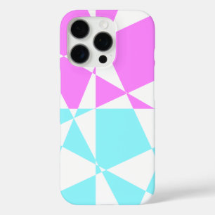 Geometrisch patroon in wit, roze en lichtblauw iPhone 16 pro hoesje