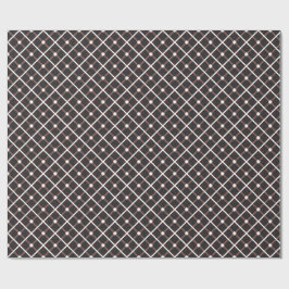 Geometrisch patroon in zwarte en warme bruine tint cadeaupapier