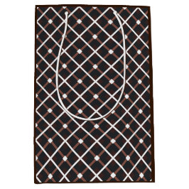 Geometrisch patroon in zwarte en warme bruine tint medium cadeauzakje