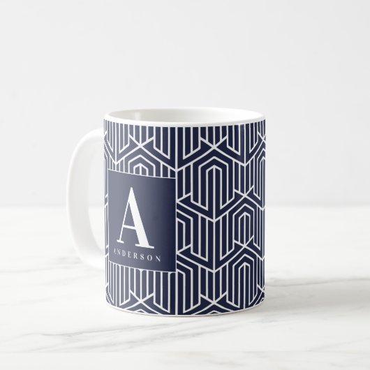 geometrisch patroon initiaal / monogram koffiemok (Voorkant links)