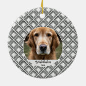 Geometrisch patroon Kerstmis huisdier foto ornamen Keramisch Ornament (Achterkant)