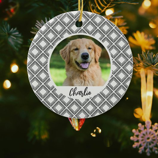 Geometrisch patroon Kerstmis huisdier foto ornamen Keramisch Ornament