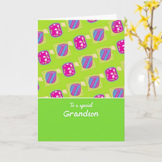 Geometrisch patroon kleinzoon kaart (Gele Bloem)