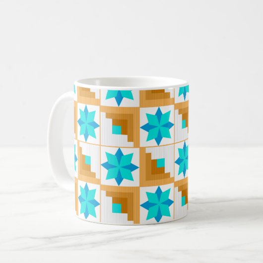 Geometrisch patroon kleurrijke patchwork koffiemok (Voorkant links)