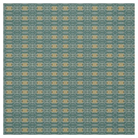 Geometrisch patroon koper turquoise stof (Swatch)