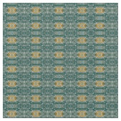 Geometrisch patroon koper turquoise stof (Close Up)