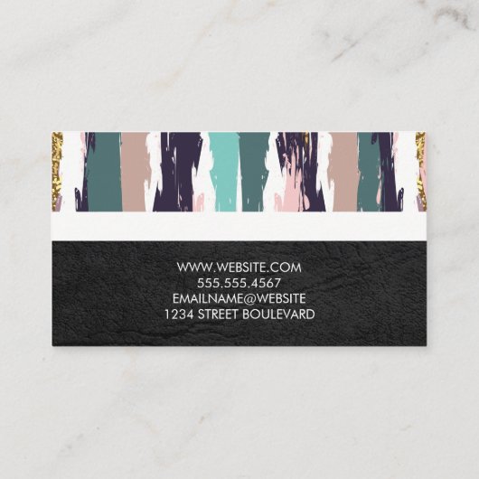 Geometrisch patroon | Leder | Artistisch patroon Visitekaartje (Achterkant)