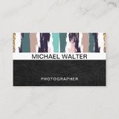 Geometrisch patroon | Leder | Artistisch patroon Visitekaartje (Voorkant)