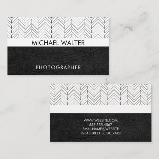 Geometrisch patroon | Leder | Boho Pattern Visitekaartje (Voorkant / Achterkant)