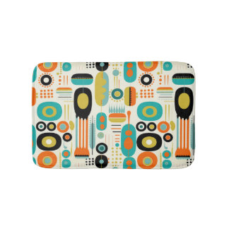 Geometrisch patroon Levendig Retro Midden Eeuw Mod Badmat