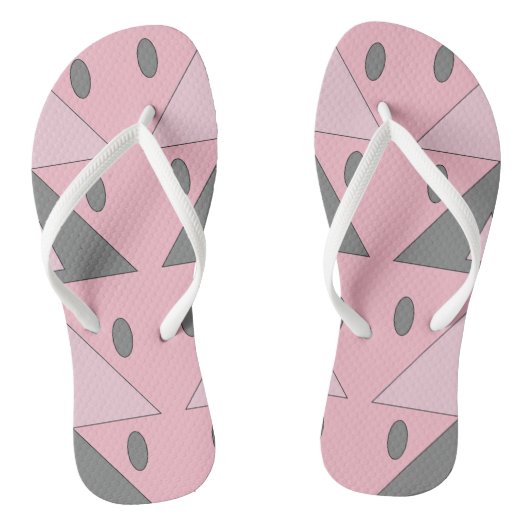 Geometrisch Patroon licht Zacht Roze Grijze Funny Teenslippers (Voetbed)