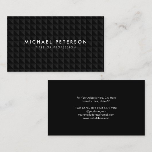 Geometrisch patroon Luxe Zwart Visitekaartje (Voorkant / Achterkant)