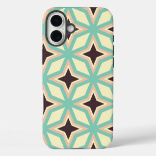 Geometrisch patroon met afwisselende donkere sterv iPhone 16 plus hoesje