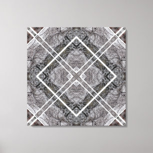 Geometrisch patroon met besneeuwde winterbomen canvas afdruk