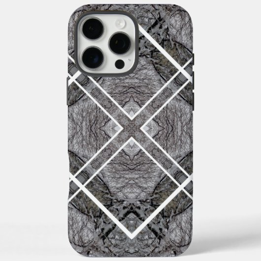 Geometrisch patroon met besneeuwde winterbomen Case-Mate iPhone case (Achterkant)