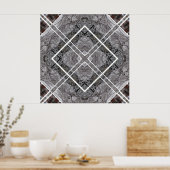 Geometrisch patroon met besneeuwde winterbomen poster (Keuken)