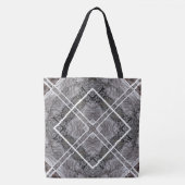 Geometrisch patroon met besneeuwde winterbomen tote bag (Voorkant)