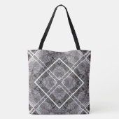 Geometrisch patroon met besneeuwde winterbomen tote bag (Achterkant)