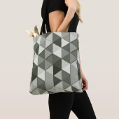 Geometrisch patroon met driehoeken van de grijswaa tote bag (Dichtbij)