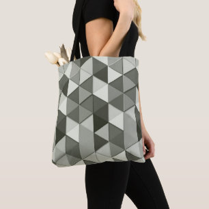 Geometrisch patroon met driehoeken van de grijswaa tote bag