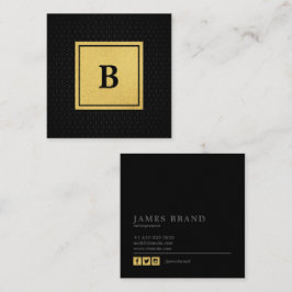 Geometrisch patroon met Faux Gold Folie Monogram Vierkante Visitekaartje