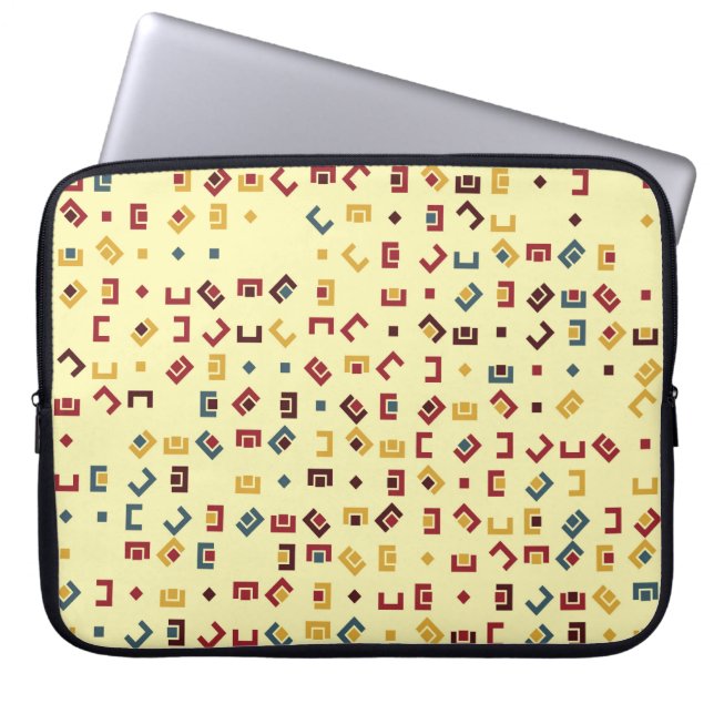 Geometrisch patroon met gekleurde elementen,  laptop sleeve (Voorkant)