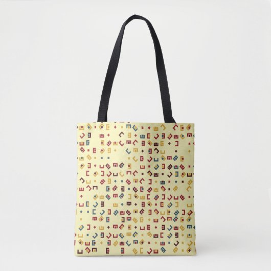 Geometrisch patroon met gekleurde elementen,  tote bag (Voorkant)
