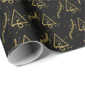 Geometrisch patroon met gouden kerstboom cadeaupapier (Rol Hoek)