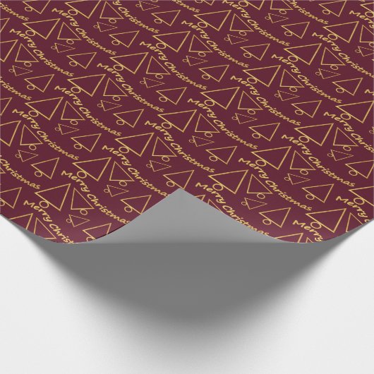 Geometrisch patroon met gouden kerstboom cadeaupapier (Hoek)