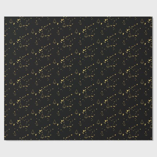 Geometrisch patroon met gouden kerstboom cadeaupapier (Vlak)