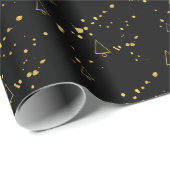 Geometrisch patroon met gouden kerstboom cadeaupapier (Rol Hoek)