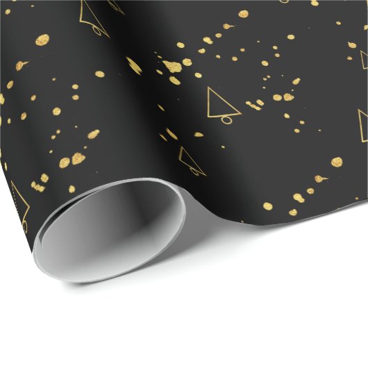 Geometrisch patroon met gouden kerstboom cadeaupapier (Rol Hoek)