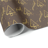 Geometrisch patroon met gouden kerstboom cadeaupapier (Rol Hoek)