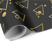 Geometrisch patroon met gouden kerstboom cadeaupapier (Rol Hoek)