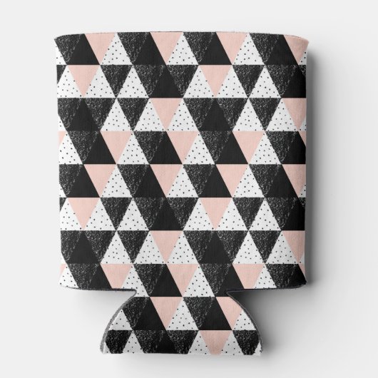 Geometrisch patroon met handgetekende driehoek blikjeskoeler (Achterkant)