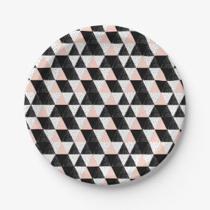 Geometrisch patroon met handgetekende driehoek papieren bordje